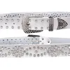 Mode Rhinestone Äkta läderbälten för kvinnor Unisex Waist Belt Kvalitet Andra lager Ko Hudband Bredd 3,3 cm