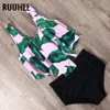 RUUHEE Bikini Swimsuit Swimwear Women High Waist Tankini Bikini Set Push Up Bathing Suit Women Beachwear Plus Size Swimwear 210305