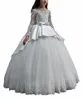 Broderie mignonne Satin Longue Fleur Fille Fleur Robes Princesse Bow Sash Retour Filles Formelle Anniversaire Communion