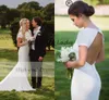 vestido de novia de manga corta de crepé