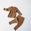 INS Fall Toddler Kids Boys Girls Pigiama Abbigliamento Set Abbigliamento manica lunga magliette vuote + pantaloni 2 pezzi Attiti in cotone