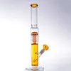 17,3 pollici Dritto Bong di vetro Narghilè Fungo giallo Dab Rig Birdcage Perc Tubi d'acqua Impianti petroliferi per fumare con ciotola