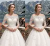 New Sexy Bridal Bolero Jacket Wraps White Ivory Off Shoulder Lace Appliques Illusion Button Back Half Sleeves Formal Bridal Wraps Plus Size