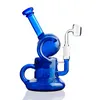 Eşsiz Yuvarlak Cam Bong Recycler Hookah Bongs Slitted Donut Perc Yağ Dab Teçhizatları Sepet Cam Su Boruları 14mm Ortak Kase