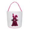 Easter Rabbit Bucket Easter Bunny Basket Jute Kids Egg Candies Baskets Gifts Candy Canvas Barrel Tote Easter Festiva Handbags Bags ZYDQD7380