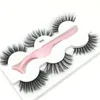 3 Pairs Handmade Natural False Eyelashes Wispy Fluffy Thick Long Fake Lashes Eye Extension With Tweezer