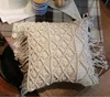 45*45cm 100% coton lin macramé tissé à la main taie d'oreiller coton fil tricoté oreiller couvre géométrie bohême coussin couvre décor à la maison
