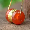 [HXC]Chalcedony Transfer Beads Pendant Gold Jade LuLuTong عقد Lucky Amulet Lovers Jewels For Men Women Gift