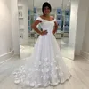 흰색 라인 웨딩 드레스 어깨 식물 떨어져 골동품 골동품 신부 드레스 남아 프리카 저렴한 결혼식 드레스 맞춤 제작