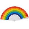 Fan arc-en-ciel Gay Pride fête LGBT os en plastique arc-en-ciel portable 23cm Fans Festival de musique Club événement cadeaux