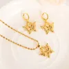 schattige vlinder Solid gold Filled Sieraden sets Bruiloft hanger Ketting Oorbellen Sieraden Sets ketting oorbel set