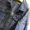 5 цветов 2020 Женщины Harajuku Denim пальто тяжелая рука из бисера Заклепка Короткие джинсы куртки весна Lady Повседневный Сыпучие однобортный Топ CY200515