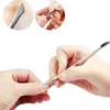 Rostfritt stål cuticle pusher dubbelsidigt finger död hud push manicure care verktyg