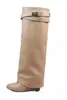 Long Boots 100 Cowhide High Heel Boots 럭셔리 여성 하이 신발 디자이너 여성 신발 지퍼 가죽 패션 베어 부츠 대형 크기 7804562