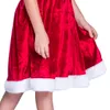 Little Santa Claus Half Sleeve Red Swing Dress And Hat Set Children Christmas Costume Outfit For Girls Velvet Loose Christmas Clothing S M L