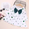 Simpatici bambini Bambini Neonate Abiti firmati Vestiti Bambino stampato Fiocco Abito a pois + Cappello parasole Abbigliamento estivo per neonati