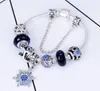 Charme contas apto para jóias 925 pulseiras de prata floco de neve pingente pulseira céu azul abóbora carrinho encantos jóias diy com presente box1546510