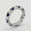 Hurtownie Mnóstwo Izb Pikułę Biżuteria Prawdziwe 925 Sterling Silver Blue Sapphire CZ Diament Stos Ślub Pierścień Zespół dla Kobiet Prezent