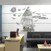 Creative DIY Sailboat Acrylic 3d wall stickers Living room office wall decor Chinese Style Mirror wall stickers Smooth sailing