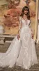 2019 maniche lunghe abiti da sposa sirena con treno staccabile illusione sweep treno boemia pizzo applique vestidos de noiva plus size abito