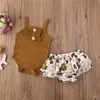 3 Style Infant Baby Girl Clothes Sets Sleeveless Sling Tops Romper+Floral Print Tutu Skirt Outfit Sunsuit Baby Girls Summer Sets1