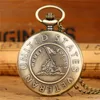 Bronze Onthoud de geschiedenis Verenigde Staten Veteraan Pocket Horloge Mannen Dames Quartz Analoge Horloges met Ketting Ketting Volledige Hunter Arabisch Nummer Dial Cadeau