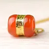 [HXC]Chalcedony Transfer Beads Pendant Gold Jade LuLuTong عقد Lucky Amulet Lovers Jewels For Men Women Gift