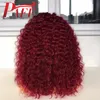 PAFF 99J Borgogna Rosso Corto Parrucche Dei Capelli Umani Pre Pizzicato Parrucca Anteriore Del Merletto Rosso Riccio 13X6 Anteriore Del Merletto Brasiliano Parrucca di Remy