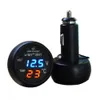 Novo 3 em 1 Digital LED Voltímetro Voltímetro Termômetro Auto Car carregador USB 12V / 24V Medidor de Temperatura Voltímetro Cigarro Clargers