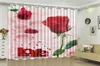 Rideau de fenêtre 3d, Rose rouge symbolisant l'amour, pour salon et chambre à coucher, beaux rideaux occultants pratiques