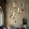 Pendant Lamps Indoor Lighting Square Iron Chandelier Light Vintage Lamp E27 Bulb