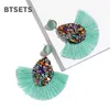 Färgglada Crystal Fashion Tassel Örhängen för Kvinnor Uttalande Charm Earing Mode Smycken Bröllop Bröllop Frans Örhängen