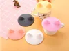 cute cartoons cat ear shaped cup cover food grade heat-resistant leakproof silicone lids coffee mug caps cover