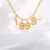 English Number necklace women Custom Birth Year Necklaces 1989 1999 Men Custom Digital Chain stainless steel gold necklace