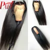 Pelucas de cabello humano PAFF 13*4 con encaje frontal, peluca de cabello Remy sin pegamento peruano recto sedoso con cabello de bebé de parte media para mujeres negras