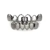 Gold Grillz Teeth Set High Quality Mens Hip Hop smycken Sier Black Hollow Grills