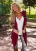 Autumn Women Cardigan Contrast Geometric Patterns Cardigan Women Open Front Waterfall Drape Irregular Hemline Boho Outerwear Top