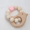 Perline di legno per bambiniﾠ Anello per denti Bracciale per bambini Gioielli a forma di animale Dentizione per accessori per passeggino sonagli