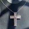 Victoria Wieck Gioielli di lusso in argento sterling 925 con taglio principessa bianco trasparente 5A pietre preziose con zirconi croce pendente collana da donna