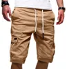 Pantalones cortos de carga de color sólido para hombres hombres 2021 para hombre casual masculino de trabajo suelto hombre cordón Fifth Pants Plus Size1