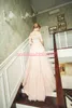 Impressionante Jardim Laço Rosa Vestidos de Casamento Plus Size Tulle Fora Do Ombro País Arábia Saudita Vestido De Noiva Formal Vestido de novia Bola de Noiva