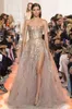 Robe de soirée Yousef aljasmi Kim kardashian Champagine Tulle Robe de bal Paillettes Sweetheart robe longue Zuhair murad Ziadnakad Eliesaab 0014