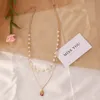 S1211 Heiße Modeschmuck Doppelschicht Kette Halskette Faux Perle Perlen Charm Anhänger Halskette