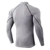 Men's T-Shirts Fitness Compression Shirt Men High Collar Solid Sport T-shirt Quick Dry Running Long Sleeve Top Gym T200518