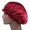 Твердый цвет шелк Satin Night Hat Women Head Cover Cover Caps Bonnet Wair Care Accessories