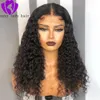 Deep part 360 lace kinky curly Lace Front Wig Pre Plucked black curly synthetic Lace Front Wig For Women Baby Hair