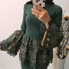 Ubranie etniczne Muzułmanin Bliski Wschód Tradycyjny dla kobiet moda elegancka Dubaj Islamska Koronkowa Patchwork Solidny kolor Abaya Top Kaftan Robe1