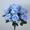 Faux bouquet de roses à friser, 12 têtes, Simulation de Roses pour mariage, vitrine de maison, fleurs artificielles décoratives