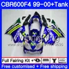 Karosserie + Tank für HONDA CBR600 F4 Movistar Blue Hot CBR 600 F4 FS CBR600 F 4 287HM.3 CBR600F4 99 00 CBR600FS CBR 600F4 1999 2000 Verkleidungsset