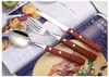 الخشب مقبض أطباق مجموعة المقاوم للصدأ أدوات المائدة سكين شوكة ملعقة المائدة أدوات المائدة للمنزل حفل الزفاف
